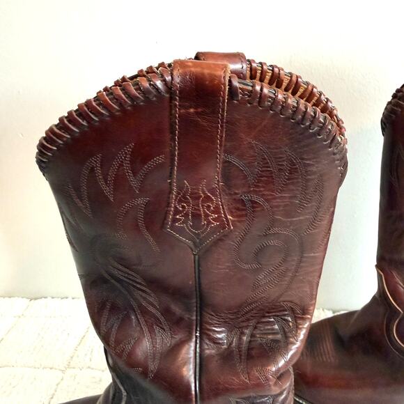 Tony Lama Mens Chocolate Brown Leather Boots Size 9.5 Cowboy Barn Western Ranch - Picture 6 of 15